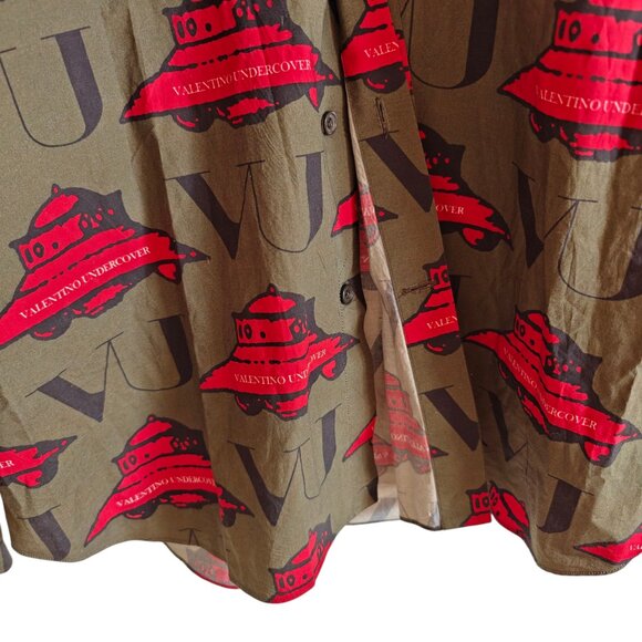 Valentino x Undercover UFO Print Cotton Button Up Shirt 38 - Picture 5 of 12